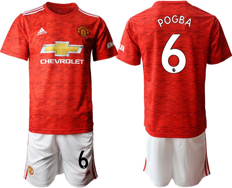 Men 2020-2021 club Manchester United home #6 red Soccer Jerseys